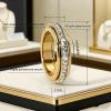 Titanium Steel Spinner Ring, Cubic Zirconia Eternity Band Fidget Ring for Women Men, Rotatable Anxiety Relief Ring with Sizes 5-10(Silver,10) view 2
