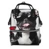 Qewfoju Cool French Bulldog Wine Print Diaper Bag Backpack Large Capacity Diaper Backpack Baby Changing Bags view 1