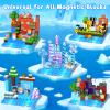 4PCS 4" x 4" Magnetic Building Block Base Plates for Kids, Strong Grip Magnetic blocks Base Compatible with Most Popular Magnetic Blocks & Cubes, STEM Educational Toys for Boys Girls Ages 3+ (Water view 4