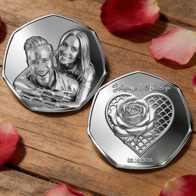 Custom Couple Photo Engraved Keepsake Coins, Personalized Photo Valentine's Day Coins for Couple, Custom Picture Commemorative Anniversary Memorial Coin Gift for Him Her Boyfriend Women Men (style 03)