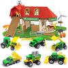 KARMOUNT Farm Building Model Set| Barn with 6 Toy Vehicles & 6 Mini Aniamls view 1