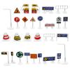 28pcs Miniature Traffic Sign Decoration Mini Plastic Road Signs Ornament Dollhouse Traffic Cone Barricade Signal Signborad Model Tiny Street Signals Educational Kit for Dollhouse Micro Scence view 1
