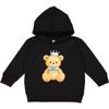 inktastic Cute Teddy Bear with Blue Crown and Bow Tie Toddler Hoodie 4T Black 47d3d view 1