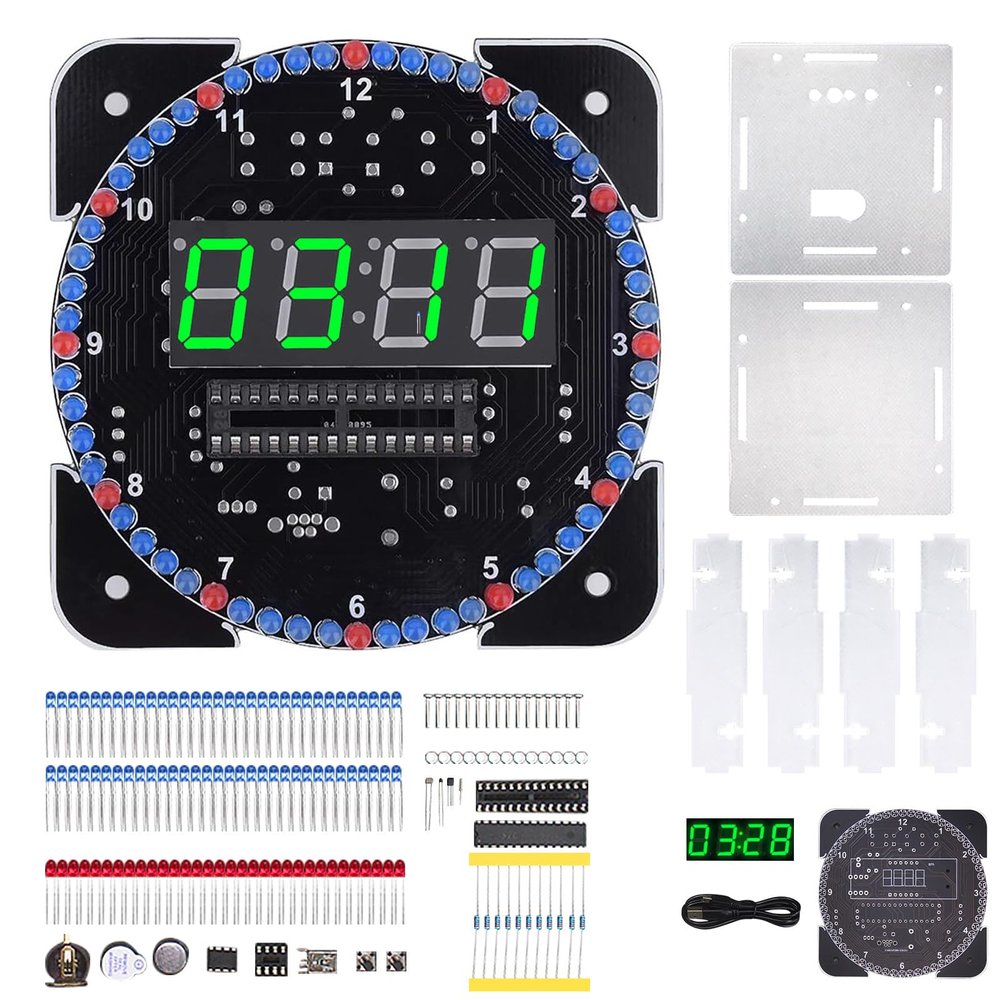 RSHuiOUXX DIYer Digital Clock Soldering Set with Temperature Display and Alarm Function for Science Projects and Home Use