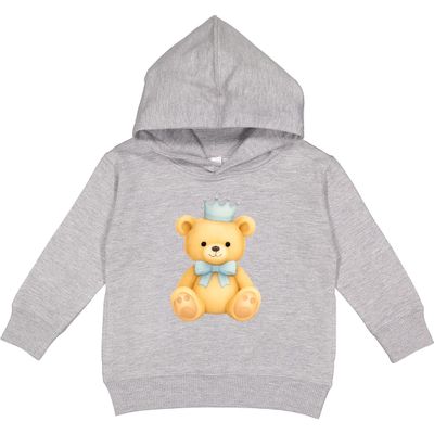 inktastic Cute Teddy Bear with Blue Crown and Bow Tie Toddler Hoodie 5-6 Heather 47d3d
