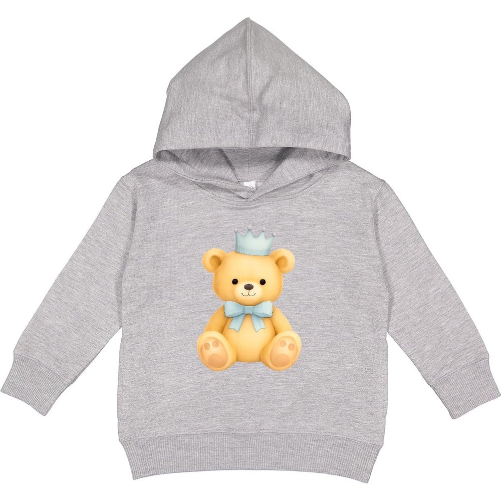 inktastic Cute Teddy Bear with Blue Crown and Bow Tie Toddler Hoodie 5-6 Heather 47d3d