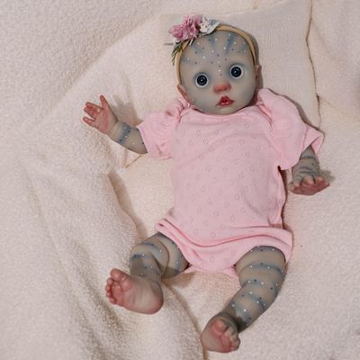 16-Inch Avatar Toys Reborn Baby Soft Vinyl Cloth Body Doll Unique Patterned Realistic Newborn Doll with Real Like Flexible 3D Skin & Visible Vein Texture, Pink Outfit Avatar Figures for Kids 3+