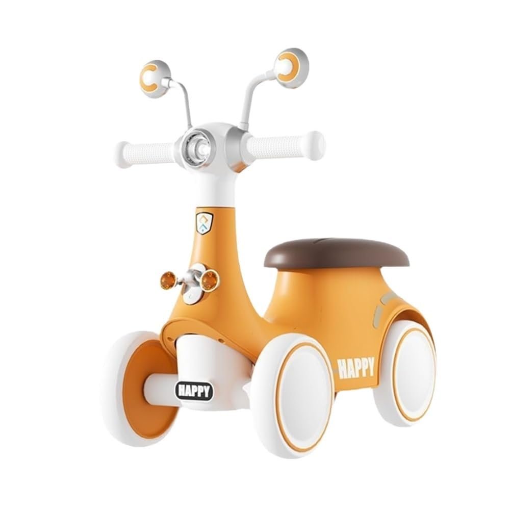 Wiggle Scooter Baby Balance Bike with Music and Lights No Pedal for 1-3 Years Old Boys Girls Kids Ride on Toys(Orange)