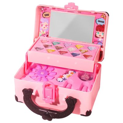Kids Makeup Set - Pretend Play Lipstick, Eyeshadow Cosmetic Kit, Multipurpose Portable Case | Dress Up Costume Parrty Stage Performance Photo Prop Indoor Playroom Fun Creative Activity Toy