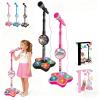 Kids Microphone with Stand - 2026 New Karaoke Machine for Budding Singers, Built-in Music & Echo, 6 Colorful Lights, Adjustable Stand for Girls Boys Birthday Gift (Pink+Black) view 1