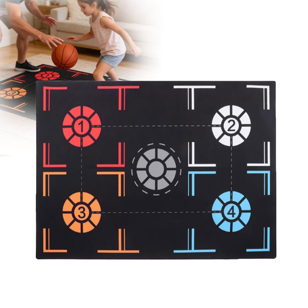 Basketball Training Mat - Anti-Skid Rubber Silent Shock-Absorbing Footwork Mat, Basketball Sticky Mat Ideal for Kids Home Basketball Drills & Indoor Skill Training, Safe Practice Sessions (24*16 inch)