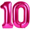 10 Balloon Number, 40 Inch Hot Pink Foil Balloons Giant Jumbo Helium Number 10 Balloons for 10th Birthday Decorations Anniversary Events Party Decorations (Hot Pink) view 1
