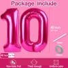 10 Balloon Number, 40 Inch Hot Pink Foil Balloons Giant Jumbo Helium Number 10 Balloons for 10th Birthday Decorations Anniversary Events Party Decorations (Hot Pink) view 2