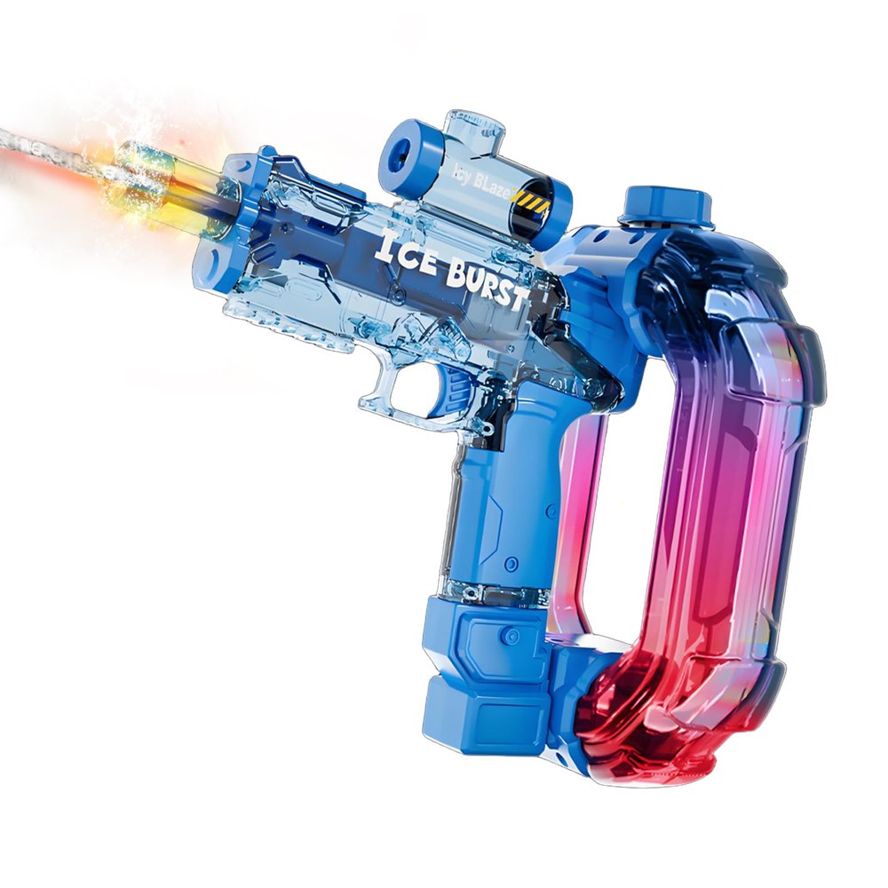 2026 Electric Water Gun for Adults Kids, LED & Music Automatic Squirt Water Gun Summer Outdoor Beach Pool Toys for Boys 8+, Powerful Water Pistol Party Family Backyard Game Gifts, (Ring Blue)