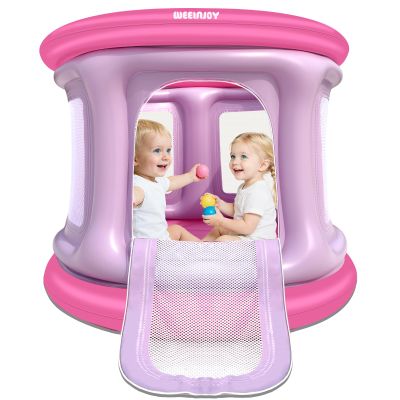 WEEINJOY Bounce House,Ball Pit for Toddlers, Inflatable Bouncy House with Pump,Indoor&Outdoor Baby Bouncer Play Yard with Safety Net,30 Pit Ball,Mini Bubble Bounce House for 2 Toddlers 1-3
