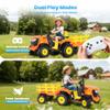 24V Kids Ride On Tractor with Detachable Trailer, Electric Power Wheels Tractor Remote Control for Toddlers Big Kids Ages 3+,Safty 3-Speed,2x80W Motors,Adjustable Armrest,Headlight Music view 3
