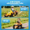 24V Kids Ride On Tractor with Detachable Trailer, Electric Power Wheels Tractor Remote Control for Toddlers Big Kids Ages 3+,Safty 3-Speed,2x80W Motors,Adjustable Armrest,Headlight Music view 4