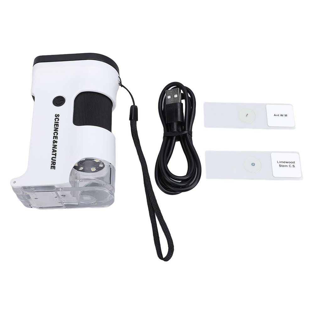 2.0 Inch Microscope for Kids with LED Light, Handheld Digital Microscope Portable Microscope, 800X HD 1080P Magnification for Science Lab Education, Pocket Microscope with Adjustab