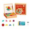 Brain Blocks, Tangram Puzzle Set, Magnetic Geometric Pieces, Double-Sided Board, Wooden Storage Box, 220 Pieces and Challenge Cards, for Creative Learning and Skill Development view 1