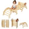 GarveeHome Foldable Pikler Triangle Climbing Set, 7 in 1 Indoor Playground Jungle Gym, Toddler Wooden Indoor Climbing Toy with Arch/Ramp/Ladder, Gift for Boys Girls view 1