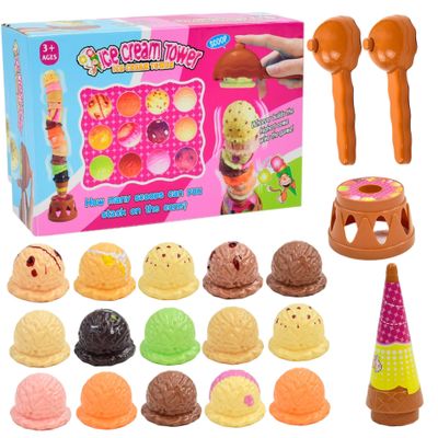 Bemonew Ice Cream Toy, Educational Ice Cream Play Set with 2 Scoops & Base, Preschool Learning Activities, Montessori Toys for Kids 3+ Year Old