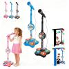 Kids Microphone with Stand - 2026 New Karaoke Machine for Budding Singers, Built-in Music & Echo, 6 Colorful Lights, Adjustable Stand for Girls Boys Birthday Gift (Blue+Black)