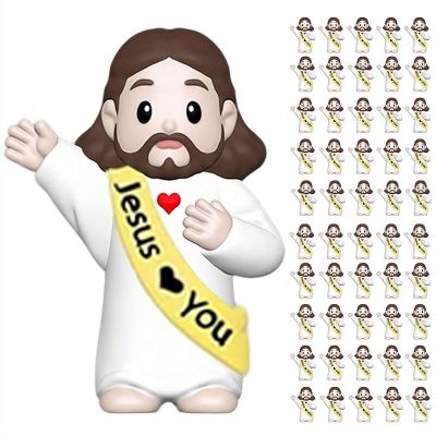 50PCS Little Jesus Figures,Easter Jesus Loves You Tiny Christ Toys to Hide and Seek,Mini J-esus Figurines Tiny Statues,Sunday School Religious Party Favors Baptism Gifts for Easter Egg Stuffers