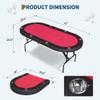 Garvee 8 Player Oval Poker Table Foldable, 72" Poker Game Tables with Storage Bag, Collapsible Legs, Padded Rails & Cup Holders, Portable Folding Game Table for Texas Holdem and Blackjack, Red view 2