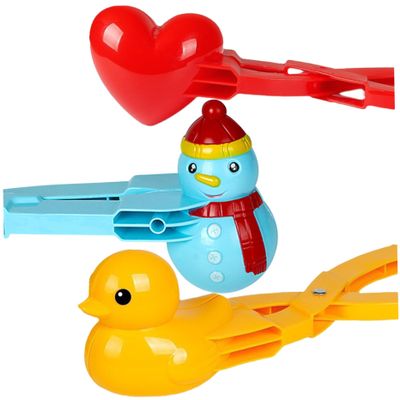 Jcasbdn Snowball Toys 3PCS/Set Snowman Heart Duck Snowball Maker Cute Snow Molds Winter Shaper Molds Funny Clip Tongs for Outdoor Play Fight Games