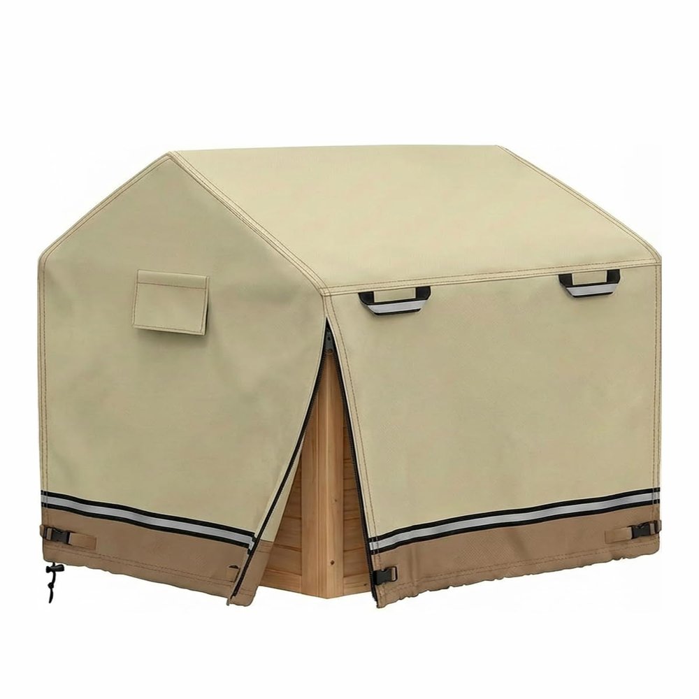 Deosk 57"*57"*63" Playhouse Cover for Kids Outdoor Playhouse Waterproof Kids Play Houses Covers Outside 420D Heavy Duty Oxford Fabric (Khaki)