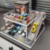 Display Case for Hot Wheels: Toy Car Garage Diorama with LED Lights, Freestanding Two-Level Coffee Shop Parking Garage Scene for 1/64 Diecast Cars, Storage Display Stand Holds Up to 40+ Cars view 2