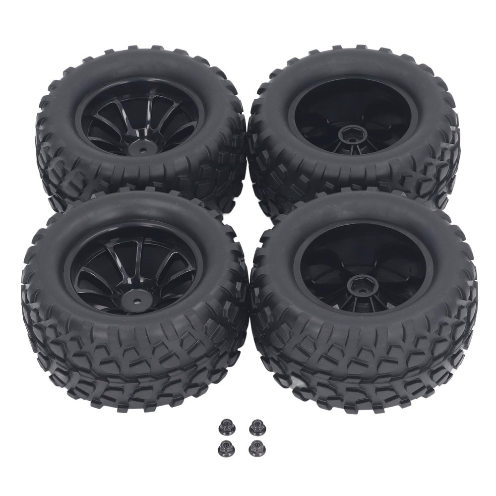 4pcs 12mm Hex 1/10 RC Truck Wheels and Tires for Axial for Hsp for Redcat for Hpi Universal 10 Hole Wheel Hub RC Wheel Tires