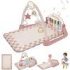 Baby Play Gym with Kick and Play Piano, Baby Activity Gym & Play Mat with 5 Infant Sensory for Tummy Time, Music & Lights Boy or Girl for Newborn 0 to 3 6 9 12 Months, Pink Checkboard view 1