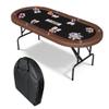 Garvee 8 Player Oval Poker Table Foldable, 72" Poker Game Tables with Storage Bag, Collapsible Legs, Padded Rails & Cup Holders, Portable Folding Game Table for Texas Holdem and Blackjack, Brown view 1
