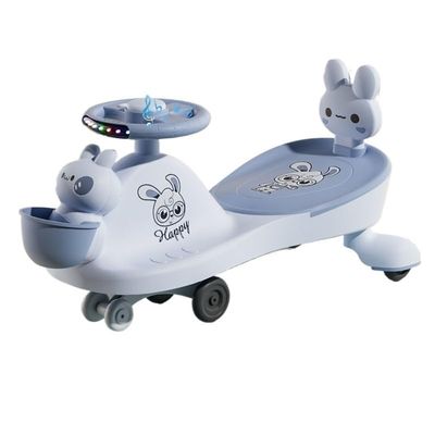 Wiggle Scooter Wiggle Car Music Light Swing Cars Silent Flash Wheel Twist Turn Movement to Steer for Ages 1 Years and Up(Blue,No Push Handle)