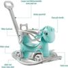 4 in 1 Unicorn Rocking Horse for Girl and Boy, Ride on Horse for Ages 1-3 Years Old,Toddler Bike with Push Handle, Backrest and Detachable Balance Board, Birthday Gift Balance Bikes (Blue) view 3