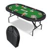 Garvee 8 Player Oval Poker Table Foldable, 72" Poker Game Tables with Storage Bag, Collapsible Legs, Padded Rails & Cup Holders, Portable Folding Game Table for Texas Holdem and Blackjack, Green view 1
