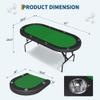 Garvee 8 Player Oval Poker Table Foldable, 72" Poker Game Tables with Storage Bag, Collapsible Legs, Padded Rails & Cup Holders, Portable Folding Game Table for Texas Holdem and Blackjack, Green view 2