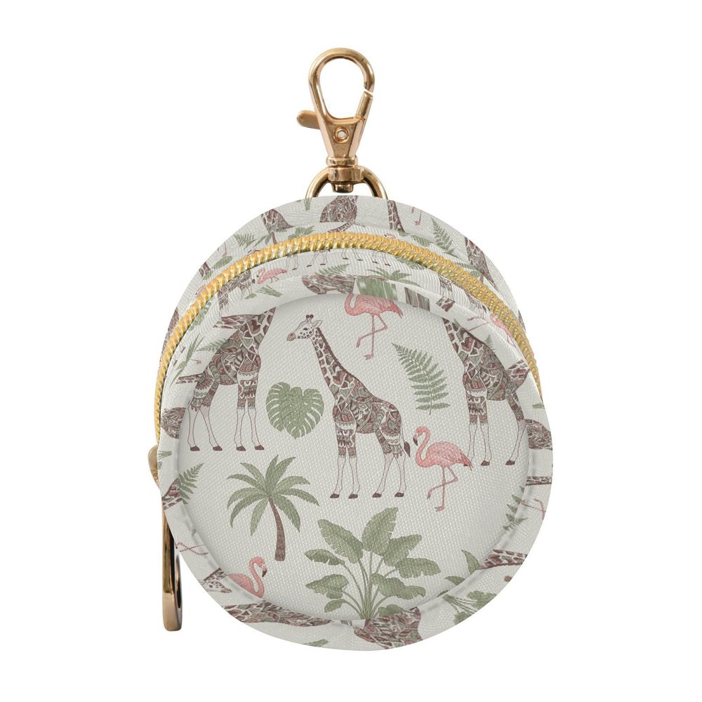 Giraffe Flamingo Tropical Green Print Pacifier Holder Case with Metal Clip Portable Pacifier Cover Pouch Bag for Baby