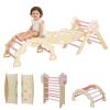 GarveeHome Foldable Pikler Triangle Climbing Set, 7 in 1 Indoor Playground Jungle Gym, Toddler Wooden Indoor Climbing Toy with Arch/Ramp/Ladder, Gift for Boys Girls view 1
