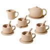 Monetais 15Pcs/Set Kids Tea Party Set Safe Silicone Heat Proof Pretend Play Toys Include Teapot/Coasters/Teacups/Spoons Shockproof Play Tea for Girls Boys view 1
