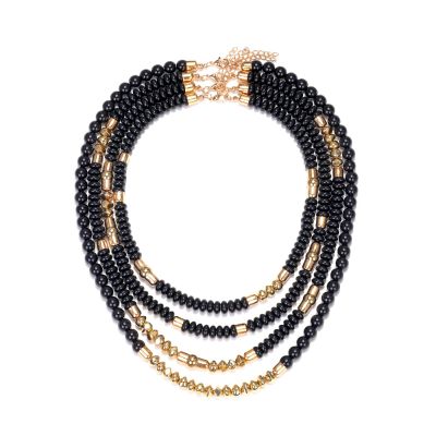 Bohemian Multi-Layered Handmade Bead Retro Necklace For Women,black,65.5+7cm