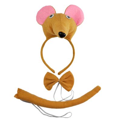 apcans Girls Mouse Costume Headband Necktie Tail Stage Props Set Halloween Party Anime Costume Accessories Kids Photo Props