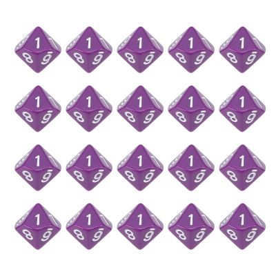 10 Sided Dice, 20PCS Polyhedral Dice Plastic Number 1 to 10 Home Decoration Ornament Game Accessory for Party (Purple)