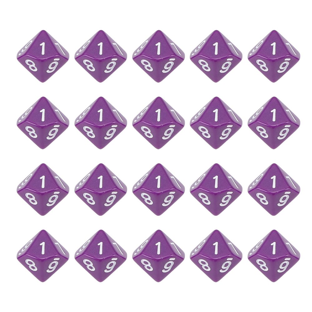 10 Sided Dice, 20PCS Polyhedral Dice Plastic Number 1 to 10 Home Decoration Ornament Game Accessory for Party (Purple)