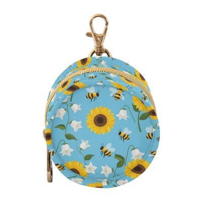 Sunflowers Bee Blue Print Pacifier Holder Case with Metal Clip Portable Pacifier Container for Newborn Baby