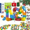 Electric Train Set, Magnetic Train Set with Race Tracks, Anti-Gravity 3D Infinity Track with Motorized Train and Traffic Signs, DIY Modular Clip-Fit Cube Track, Build Uphill, Loop 360 (81pcs+3Cars) view 1