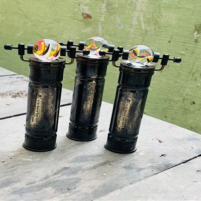 Beautiful Antiqued Brass Kaleidoscope with Three-Color Marble Eyepiece Classic GILBRT & SONS Design Item Set of 3