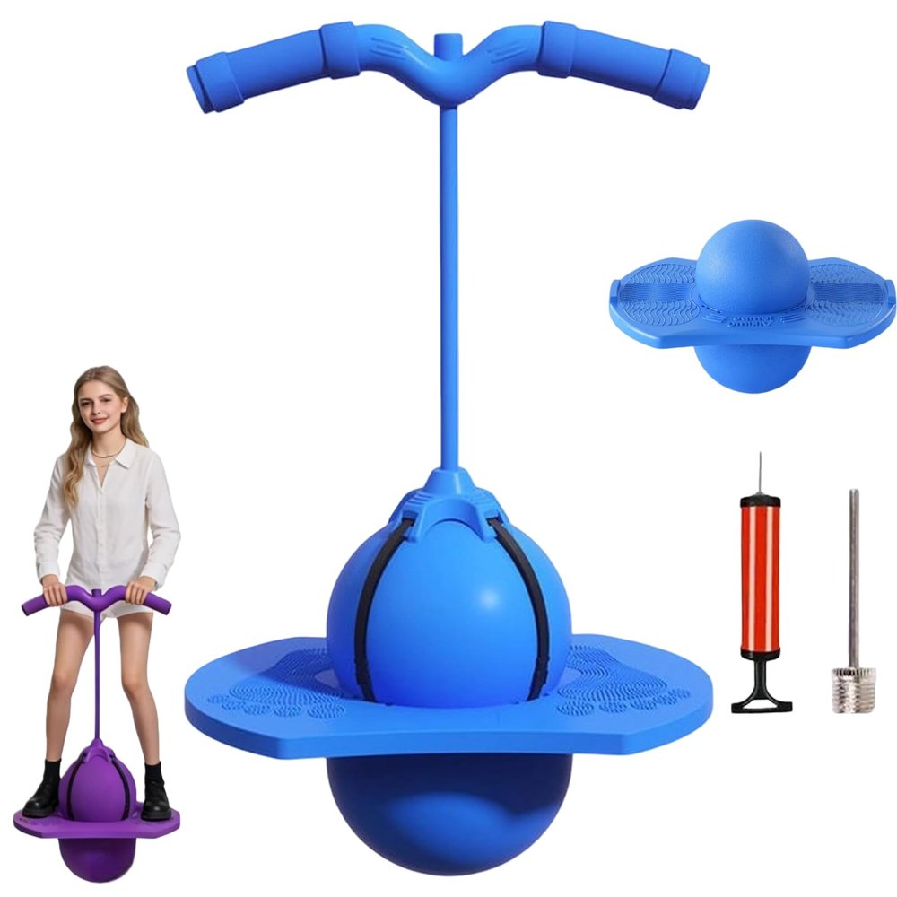 Balance Jumping Ball,Balance Jumping Ball for Kids & Adults,Jump Balls With Handle, Indoor & Outdoor Fun, Perfect for Balances, Coordination, And Fitness (Blue)