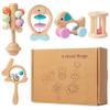 5PCS/Set Wooden Baby Rattle 5 Funny Styles Baby Rattle Early Educational Natural Wooden Easy to Clean Toys for Infant Newborn view 2